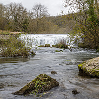Buy canvas prints of Water flowing over the Monsal Head weir by Jason Wells