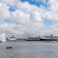 Buy canvas prints of Cunard Fleet on the River Mersey by Jason Wells