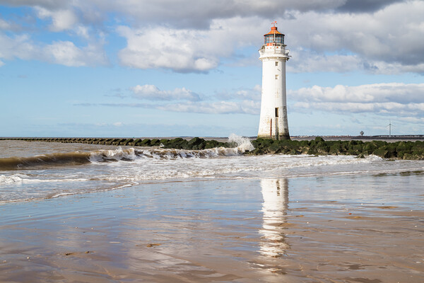Reflections of New Brighton Lighthouse Picture Board by Jason Wells