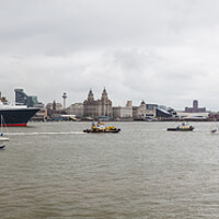 Buy canvas prints of Cunard fleet meeting on the River Mersey by Jason Wells