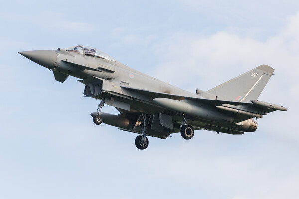 RAF Typhoon returning to base Picture Board by Jason Wells