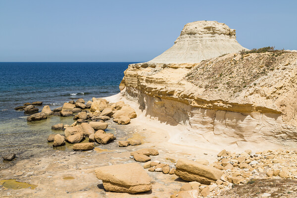 Xwejni rock formation next to the Mediterranean Sea Picture Board by Jason Wells