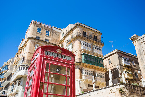 Red phone box in Valletta Picture Board by Jason Wells