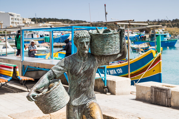 Fisherman statue in Marsaxlokk Picture Board by Jason Wells