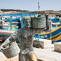 Buy canvas prints of Fisherman statue in Marsaxlokk by Jason Wells