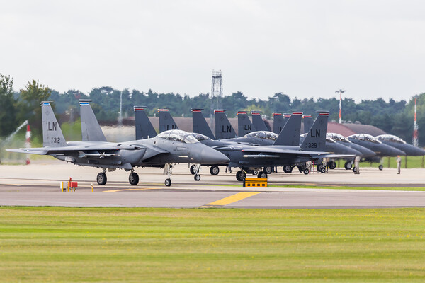 F-15E Strike Eagles prepare to depart Picture Board by Jason Wells