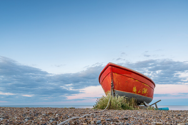 Red fishing boat at Dunwich Picture Board by Jason Wells
