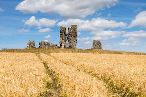 Tractor wheel marks lead to the ruined church of St James Picture Board by Jason Wells