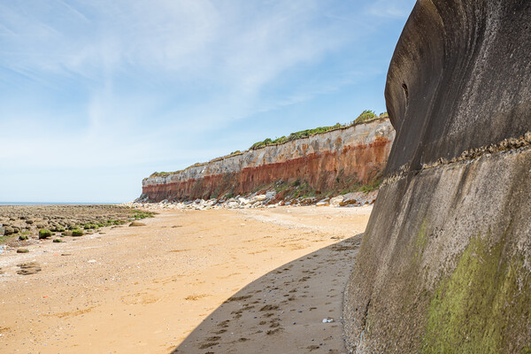 Sea wall at Hunstanton meets the cliffs Picture Board by Jason Wells