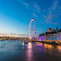 Buy canvas prints of London Aquarium and the London Eye at twilight by Jason Wells