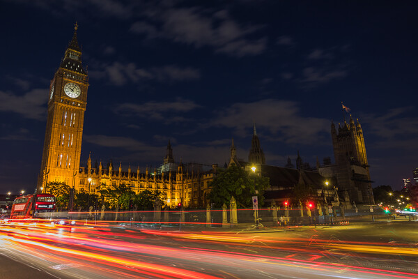Traffic Trails in front of Big Ben Picture Board by Jason Wells