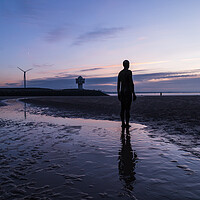 Buy canvas prints of Day turns to night on the beach at Crosby by Jason Wells