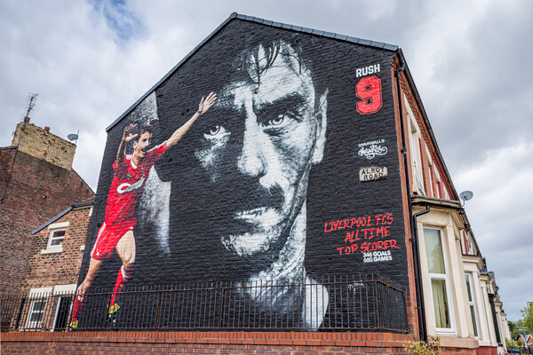 Ian Rush mural opposite Anfield stadium Picture Board by Jason Wells
