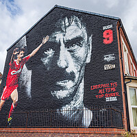 Buy canvas prints of Ian Rush mural opposite Anfield stadium by Jason Wells