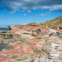Buy canvas prints of Red rock on Hilbre Island by Jason Wells