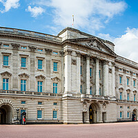 Buy canvas prints of Soldiers in red coats guarding Buckingham Palace by Jason Wells