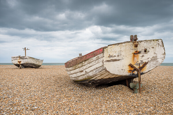 Pair of boats on Aldeburgh Beach Picture Board by Jason Wells