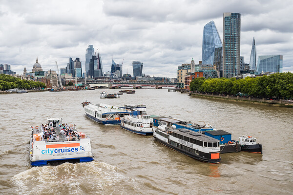 Passenger craft on the River Thames Picture Board by Jason Wells