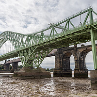 Buy canvas prints of Runcorn Bridges at low tide by Jason Wells