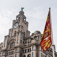 Buy canvas prints of Royal arms of England in front of the Liver Building by Jason Wells