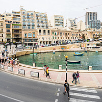 Buy canvas prints of Promenade and road surrounding Spinola Bay by Jason Wells