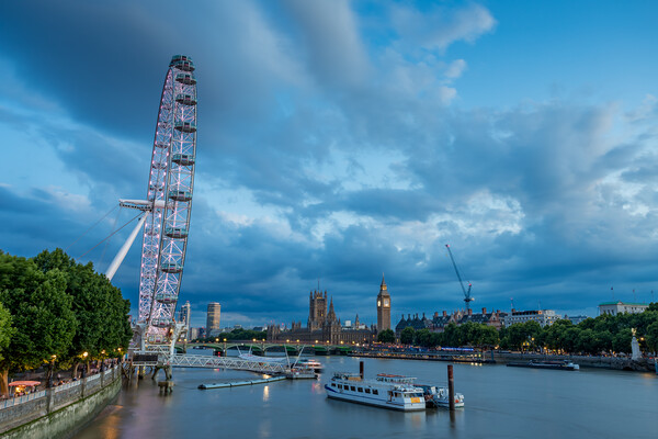 Twilight over the London Eye Picture Board by Jason Wells