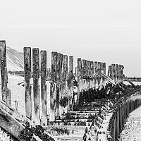 Buy canvas prints of West Runton revetment in black and white by Jason Wells