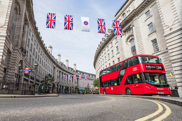 Red bus at Piccadily Circus Picture Board by Jason Wells