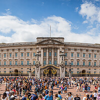 Buy canvas prints of Tourists outside Buckingham Palace by Jason Wells