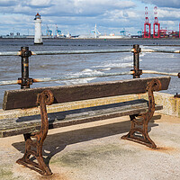 Buy canvas prints of Bench facing out towards Liverpool Bay by Jason Wells