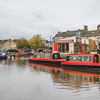 Buy canvas prints of Narrow boats in Skipton canal basin by Jason Wells