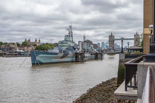 HMS Belfast from the Queens Walk Picture Board by Jason Wells