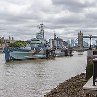 Buy canvas prints of HMS Belfast from the Queens Walk by Jason Wells