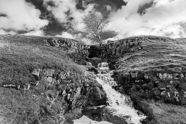 Cray waterfall in black and white Picture Board by Jason Wells