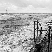 Buy canvas prints of Waves breaking onto the promenade at Crosby by Jason Wells