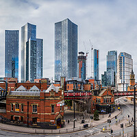 Buy canvas prints of Manchester Deansgate panorama by Jason Wells