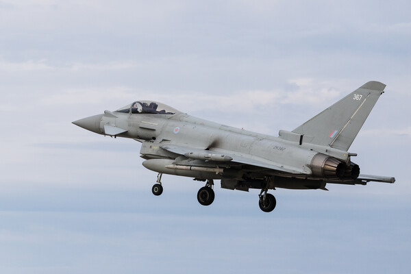 RAF Typhoon coming into land Picture Board by Jason Wells