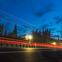 Buy canvas prints of Westminster Bridge traffic trails by Jason Wells