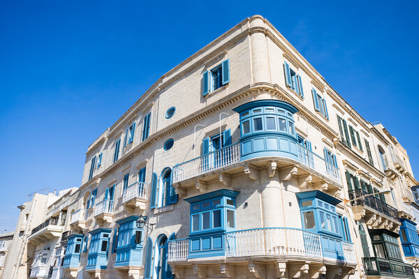 Blue balconies in Malta Picture Board by Jason Wells