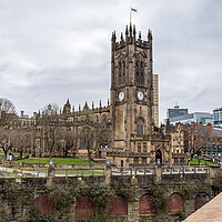 Buy canvas prints of Manchester Cathedral on the River Irwell by Jason Wells