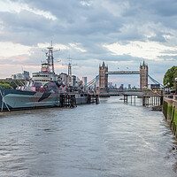 Buy canvas prints of HMS Belfast lights up in red by Jason Wells