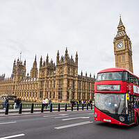 Buy canvas prints of Red London bus crossing Westminster Bridge by Jason Wells