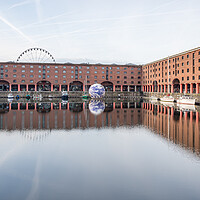 Buy canvas prints of Albert Dock framing the Floating Earth by Jason Wells