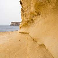 Buy canvas prints of Golden curvature on Xlendi Bay cliff by Jason Wells
