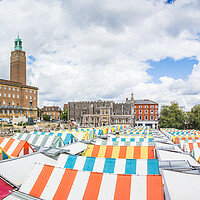 Buy canvas prints of Colourful rooftops of Norwich market by Jason Wells