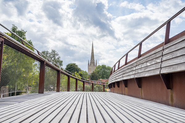 Norwich Cathedral over Jarrold Bridge Picture Board by Jason Wells