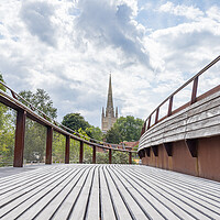 Buy canvas prints of Norwich Cathedral over Jarrold Bridge by Jason Wells