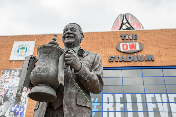 Dave Whelan statue by the DW Stadium Picture Board by Jason Wells