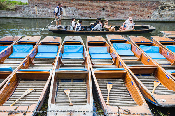 Tourists pass a row of punts Picture Board by Jason Wells