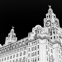 Buy canvas prints of Royal Liver Building in monochrome by Jason Wells